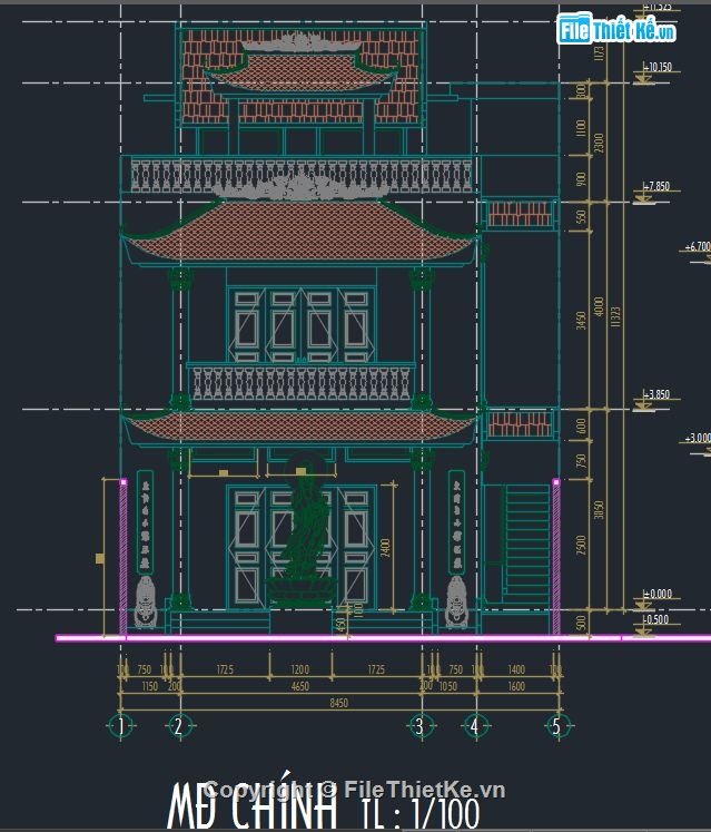 nhà phố 2 tầng 8.45x18.42m,Bản vẽ cad nhà phố,model cad nhà phố 2 tầng,nhà phố tân cổ 2 tầng